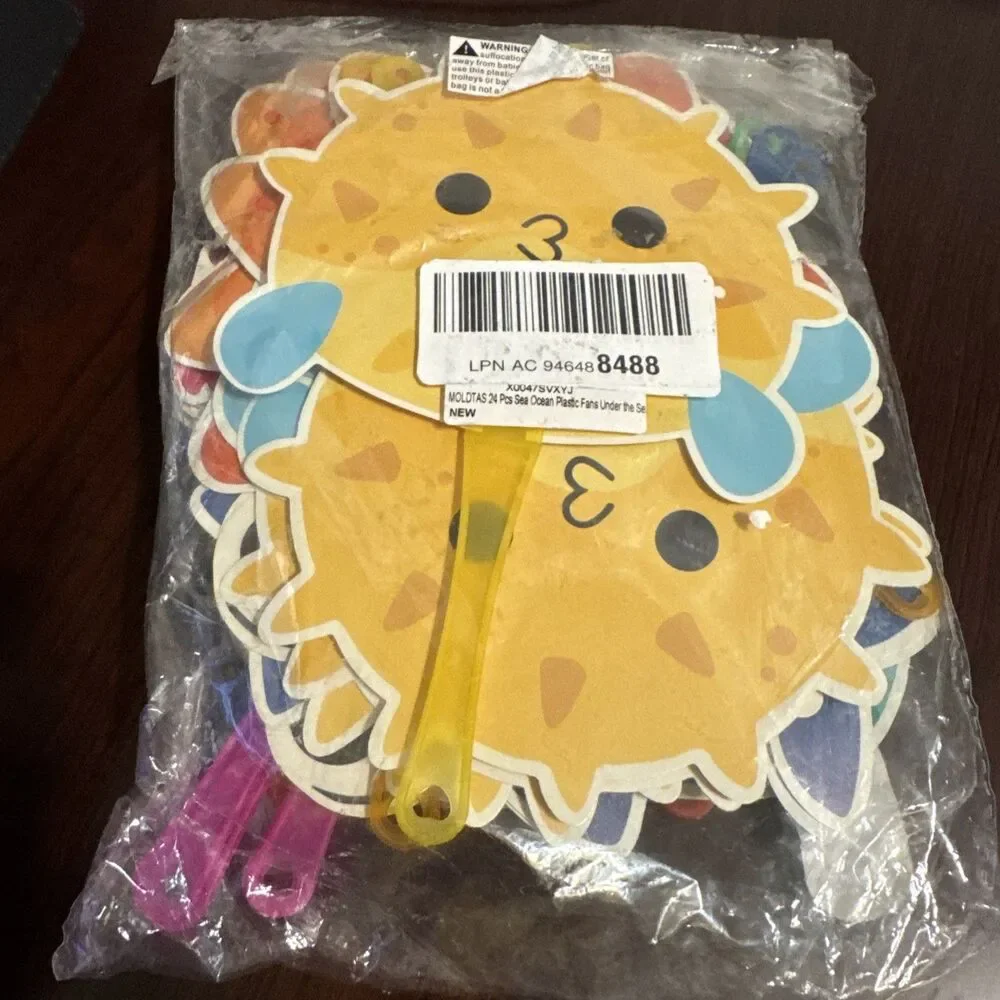 24 Pcs Under the Sea Party Favors Plastic Fans Sea Ocean Animals Handheld Fans
